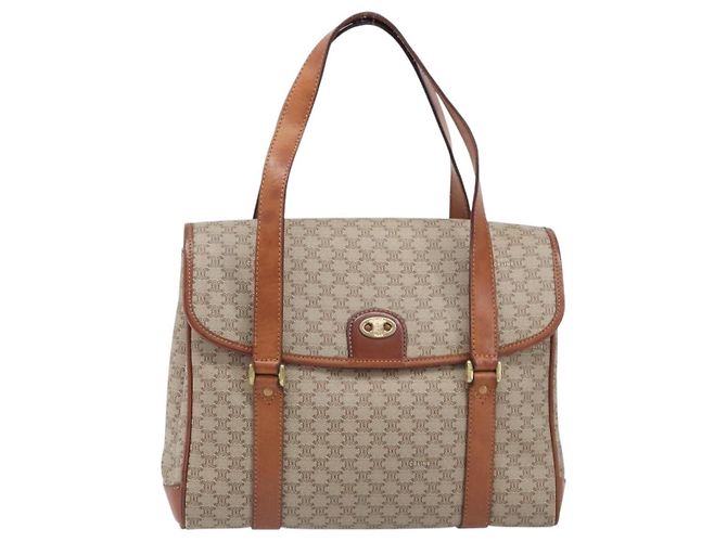 Céline CELINE Macadam Hand Bag PVC Beige Gold Tone - vista 13