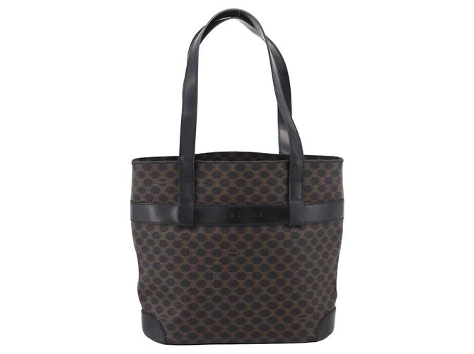 Céline CELINE Macadam Canvas Tote Bag PVC Leather Black Gold - vista 13