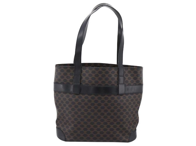 Céline CELINE Macadam Canvas Tote Bag PVC Leather Black Gold - vista 2