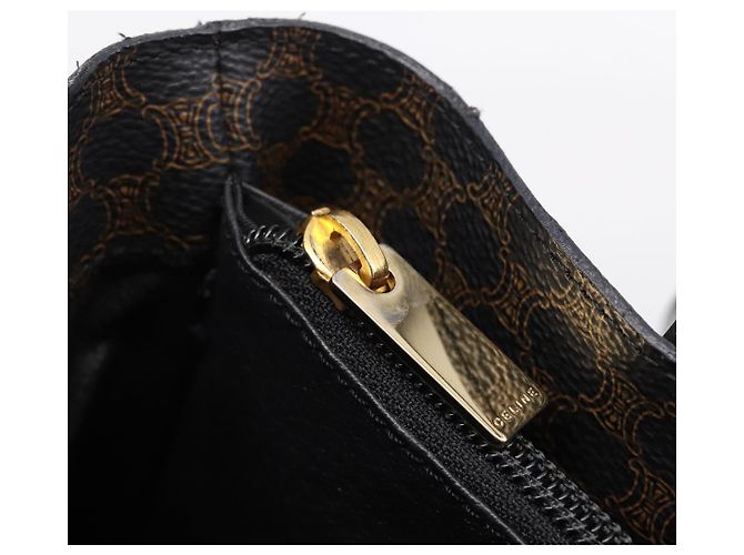 Céline CELINE Macadam Canvas Tote Bag PVC Leather Black Gold - vista 21