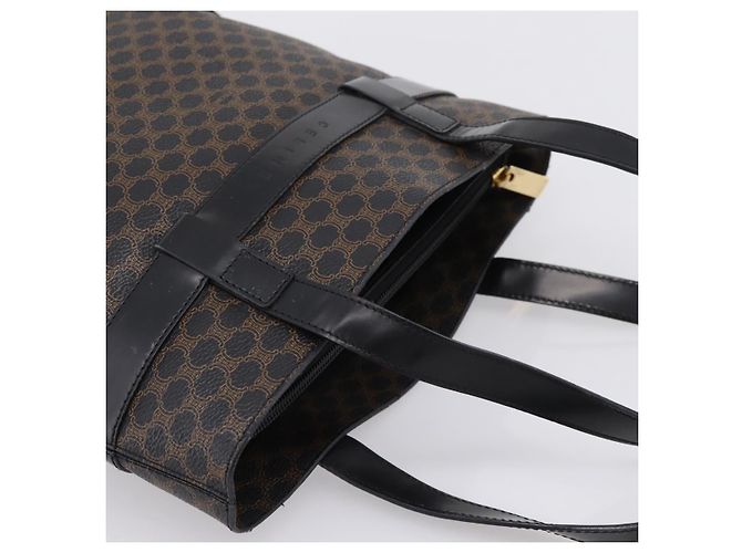 Céline CELINE Macadam Canvas Tote Bag PVC Leather Black Gold - vista 6