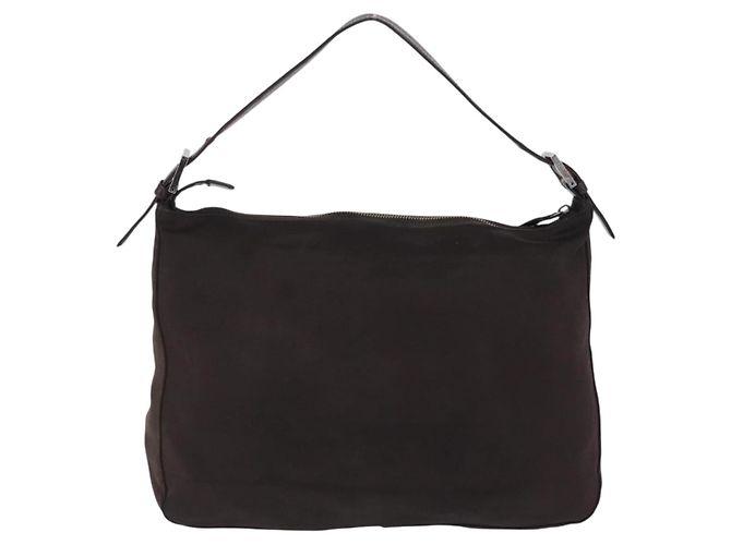 FENDI Mamma Baguette Shoulder Bag Cotton Jersey Brown Silver - vista 2