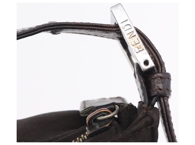 FENDI Mamma Baguette Shoulder Bag Cotton Jersey Brown Silver - vista 20