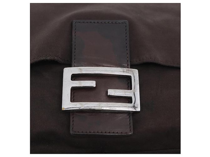 FENDI Mamma Baguette Shoulder Bag Cotton Jersey Brown Silver - vista 21