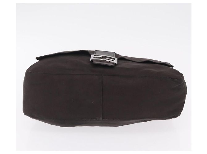 FENDI Mamma Baguette Shoulder Bag Cotton Jersey Brown Silver - vista 5