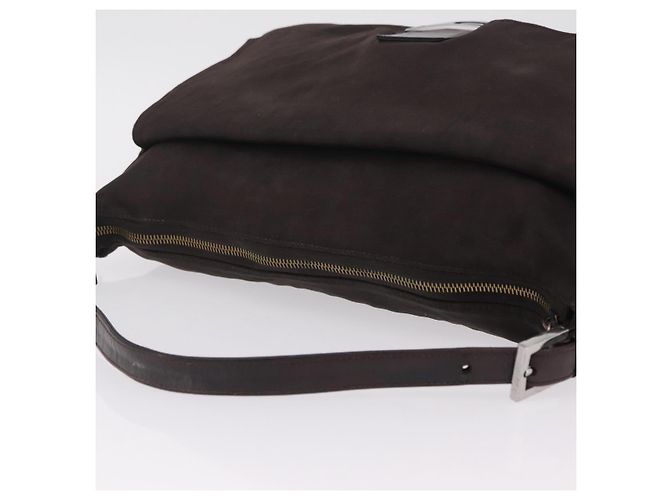 FENDI Mamma Baguette Shoulder Bag Cotton Jersey Brown Silver - vista 6