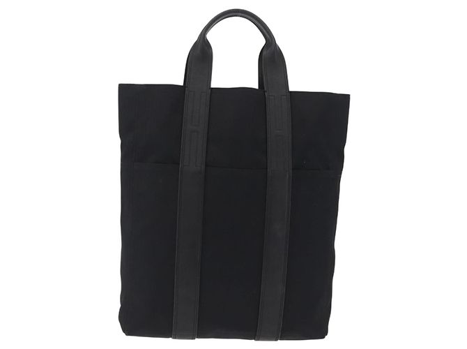 Hermès HERMES Acapulco Cabas MM Hand Bag Canvas Leather Black Silver - vista 13
