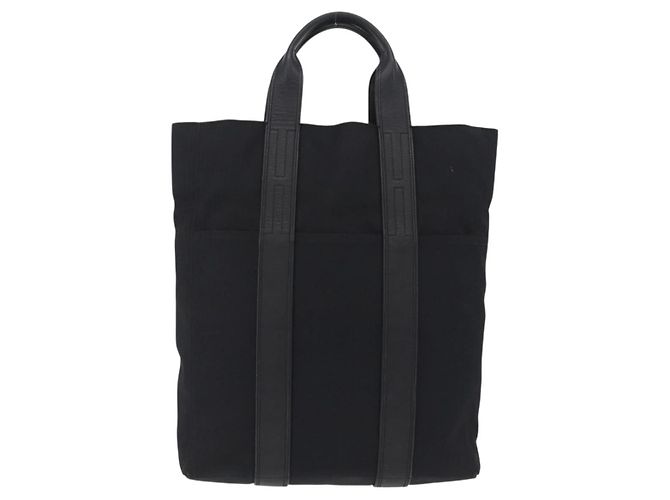 Hermès HERMES Acapulco Cabas MM Hand Bag Canvas Leather Black Silver - vista 2