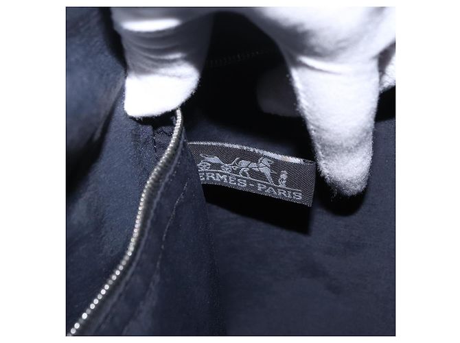 Hermès HERMES Acapulco Cabas MM Hand Bag Canvas Leather Black Silver - vista 22