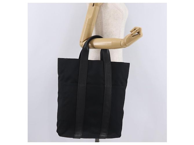 Hermès HERMES Acapulco Cabas MM Hand Bag Canvas Leather Black Silver - vista 23