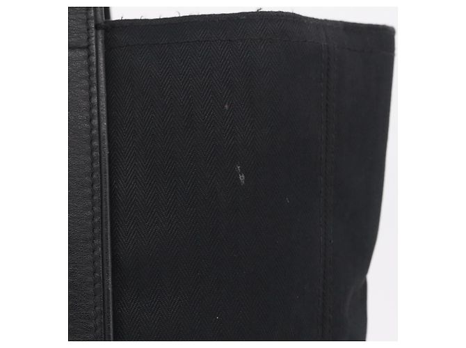 Hermès HERMES Acapulco Cabas MM Hand Bag Canvas Leather Black Silver - vista 3