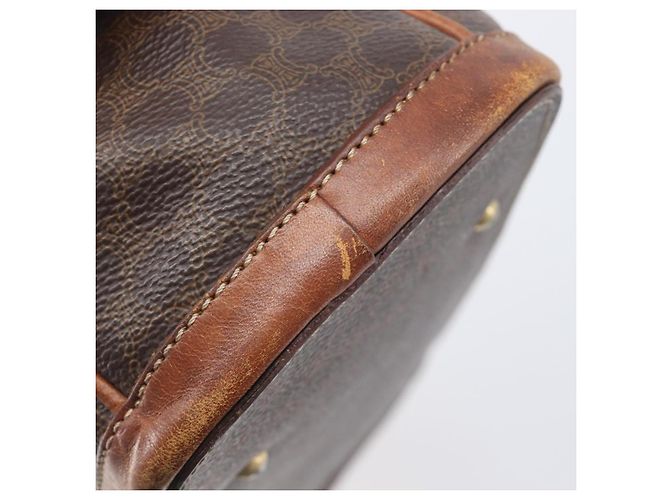 Céline CELINE Macadam Canvas Hand Bag PVC Leather Brown Gold - vista 10
