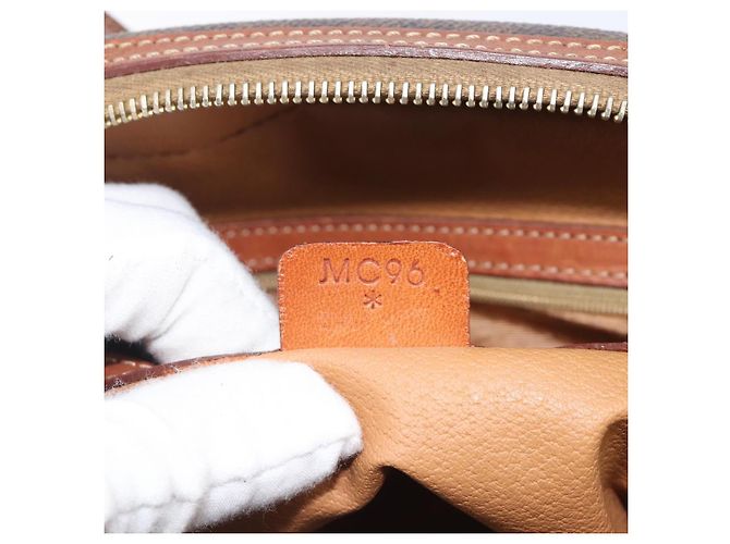 Céline CELINE Macadam Canvas Hand Bag PVC Leather Brown Gold - vista 12