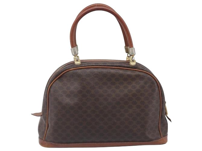 Céline CELINE Macadam Canvas Hand Bag PVC Leather Brown Gold - vista 2