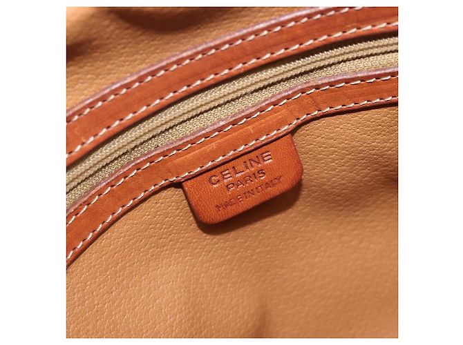 Céline CELINE Macadam Canvas Hand Bag PVC Leather Brown Gold - vista 21
