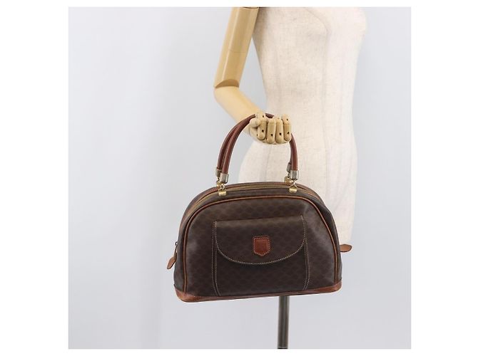 Céline CELINE Macadam Canvas Hand Bag PVC Leather Brown Gold - vista 27