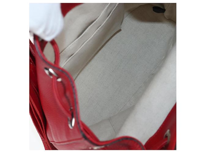 GUCCI Bamboo Backpack Leather Red Silver 387149 - vista 10