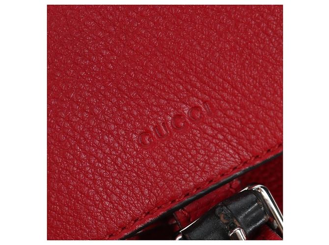 GUCCI Bamboo Backpack Leather Red Silver 387149 - vista 20
