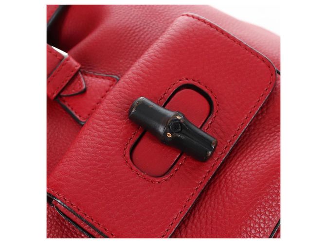 GUCCI Bamboo Backpack Leather Red Silver 387149 - vista 21