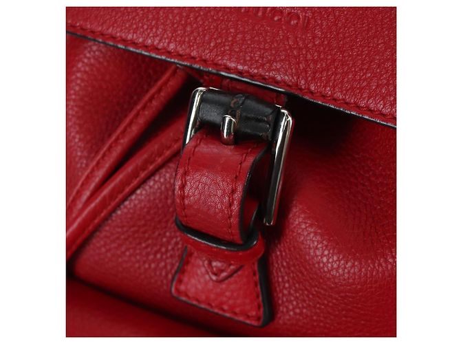 GUCCI Bamboo Backpack Leather Red Silver 387149 - vista 24