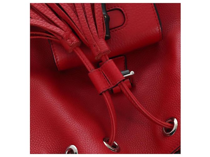 GUCCI Bamboo Backpack Leather Red Silver 387149 - vista 25