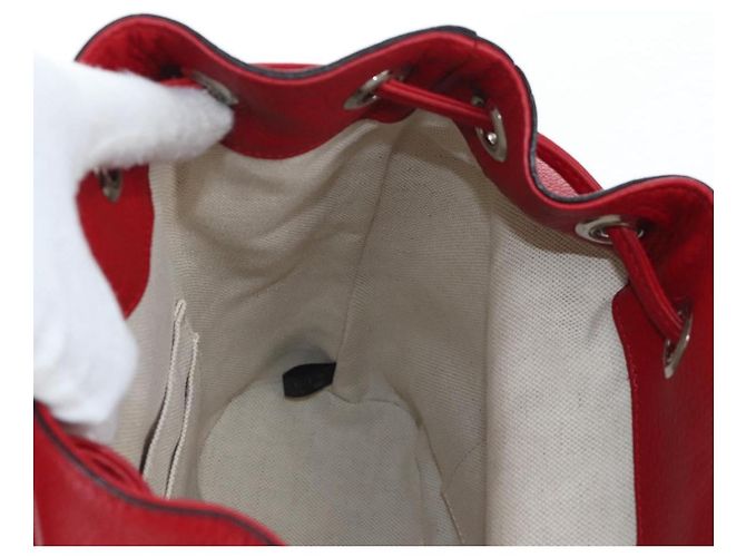 GUCCI Bamboo Backpack Leather Red Silver 387149 - vista 28