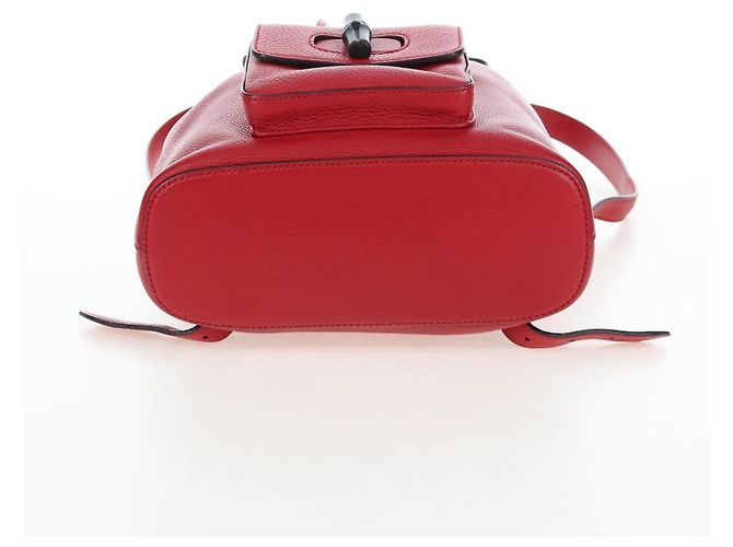 GUCCI Bamboo Backpack Leather Red Silver 387149 - vista 5