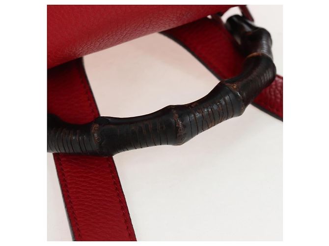 GUCCI Bamboo Backpack Leather Red Silver 387149 - vista 7