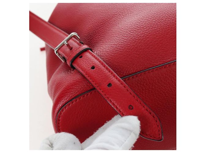 GUCCI Bamboo Backpack Leather Red Silver 387149 - vista 9