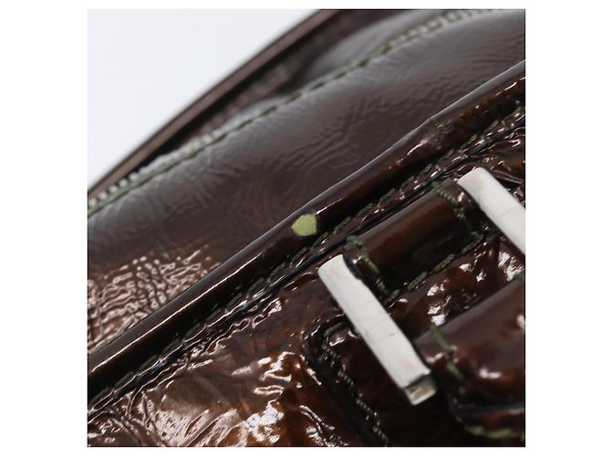 LOEWE Amazona 28 Hand Bag Patent Brown Silver - vista 10