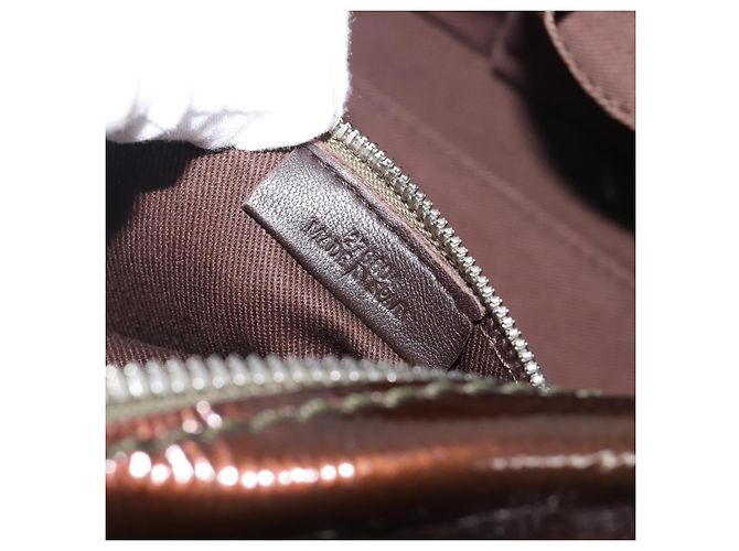 LOEWE Amazona 28 Hand Bag Patent Brown Silver - vista 12