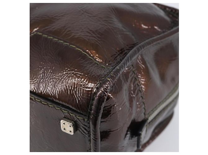 LOEWE Amazona 28 Hand Bag Patent Brown Silver - vista 15