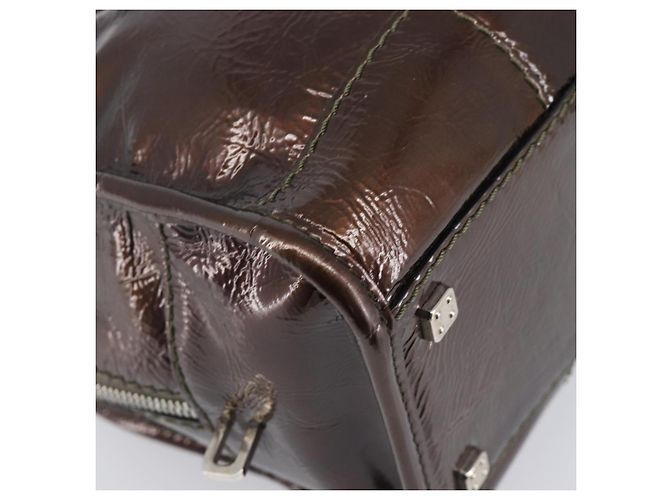 LOEWE Amazona 28 Hand Bag Patent Brown Silver - vista 16
