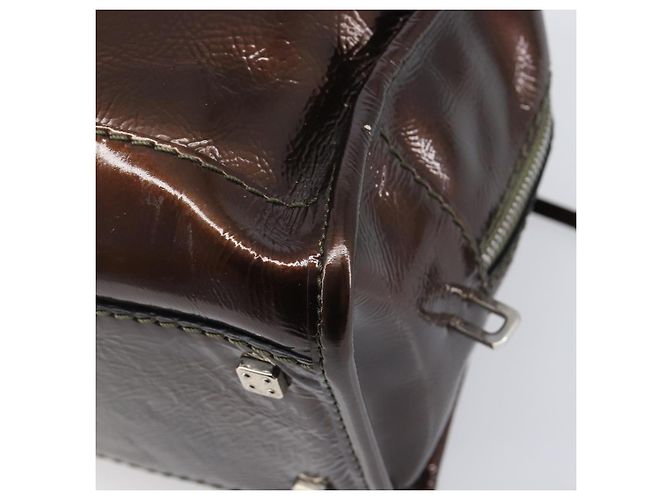 LOEWE Amazona 28 Hand Bag Patent Brown Silver - vista 17