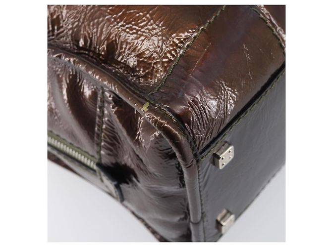 LOEWE Amazona 28 Hand Bag Patent Brown Silver - vista 18