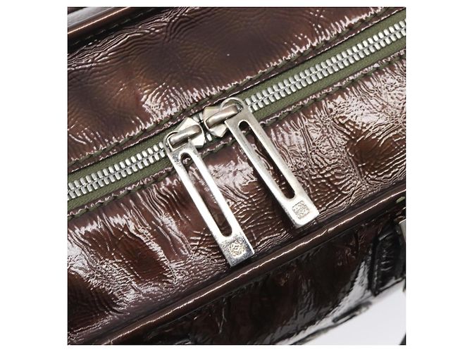 LOEWE Amazona 28 Hand Bag Patent Brown Silver - vista 21