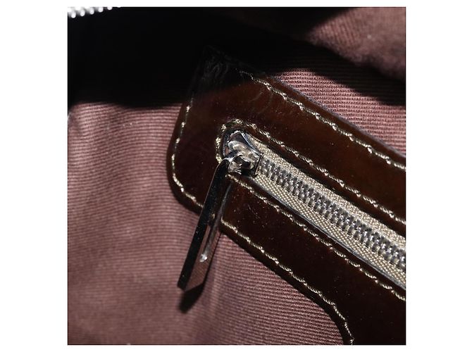 LOEWE Amazona 28 Hand Bag Patent Brown Silver - vista 25