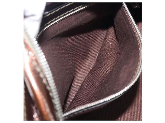 LOEWE Amazona 28 Hand Bag Patent Brown Silver - vista 26