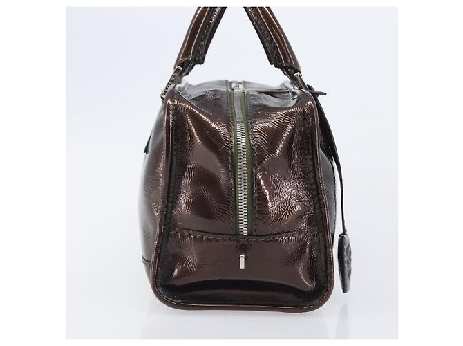 LOEWE Amazona 28 Hand Bag Patent Brown Silver - vista 4