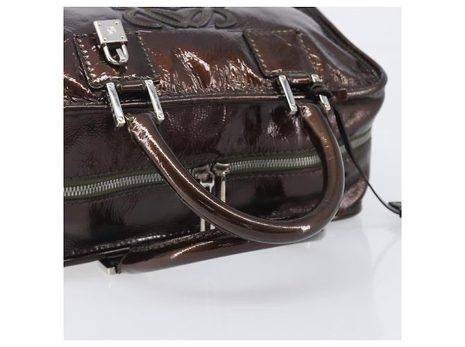 LOEWE Amazona 28 Hand Bag Patent Brown Silver - vista 7