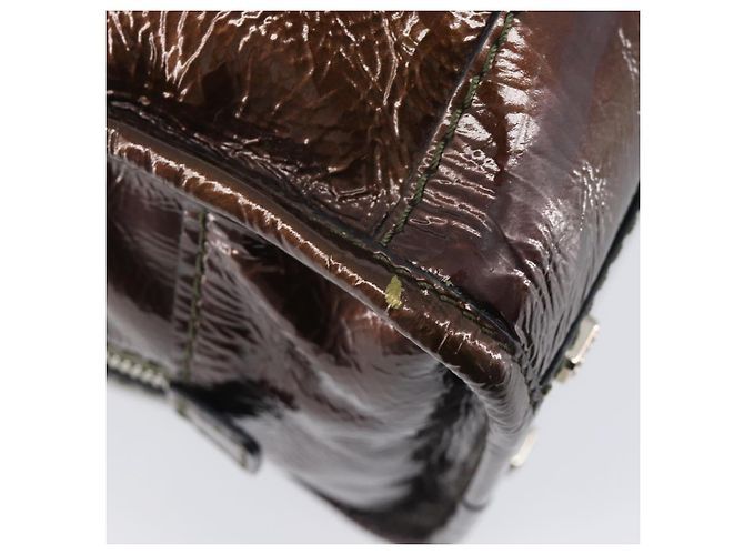 LOEWE Amazona 28 Hand Bag Patent Brown Silver - vista 8