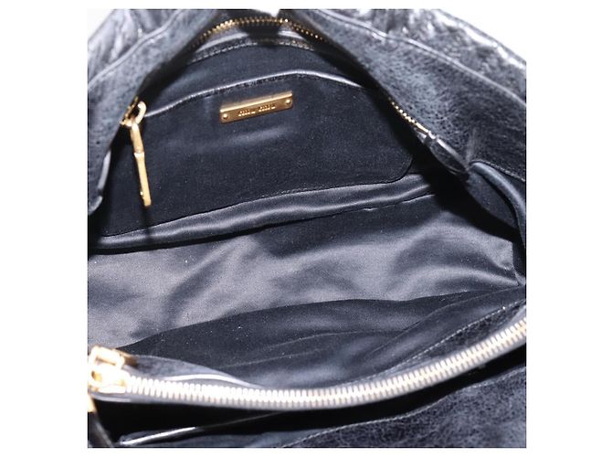 Miu Miu Hand Bag Leather 2way Black Gold - vista 11