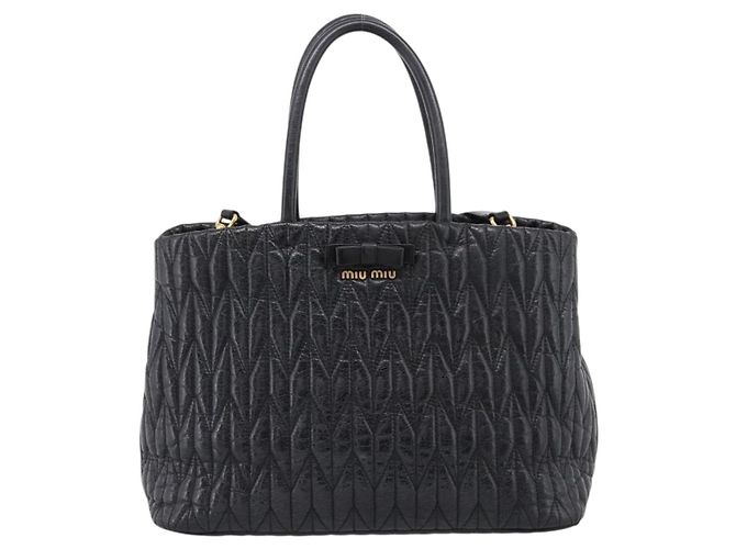 Miu Miu Hand Bag Leather 2way Black Gold - vista 13