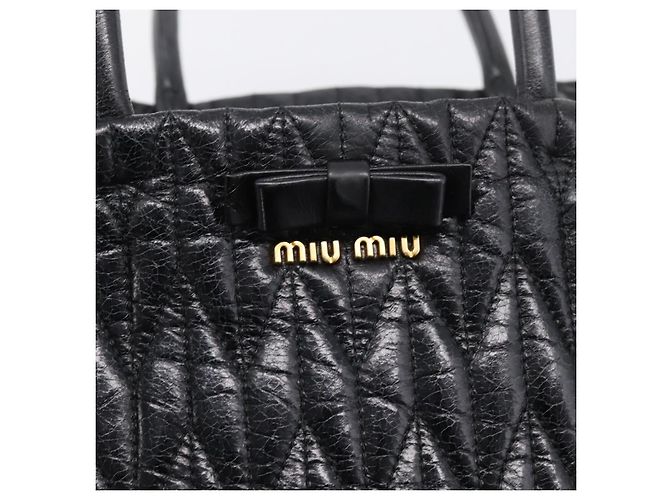 Miu Miu Hand Bag Leather 2way Black Gold - vista 18