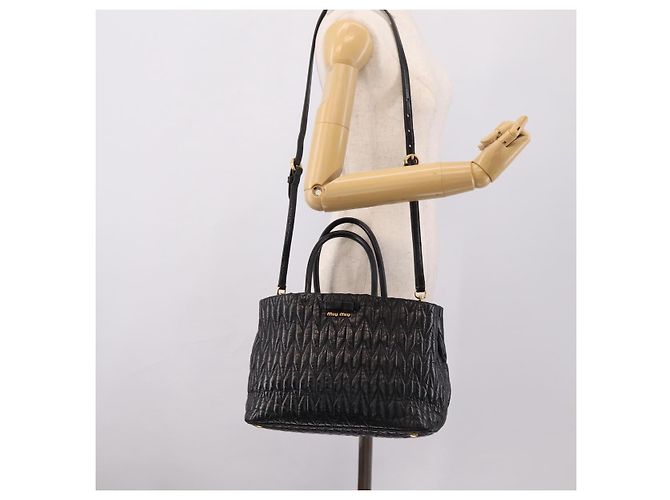 Miu Miu Hand Bag Leather 2way Black Gold - vista 29