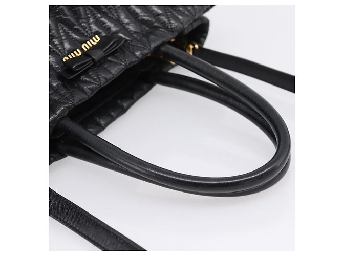 Miu Miu Hand Bag Leather 2way Black Gold - vista 7