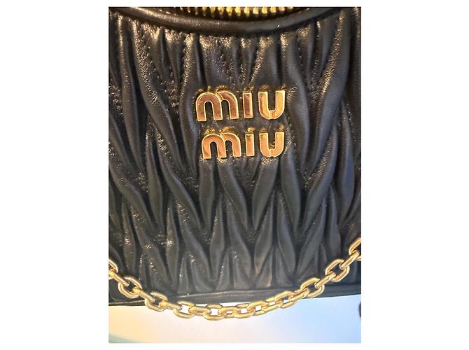 Miu Miu Borsa a tracolla in pelle matelassé nera - vista 4