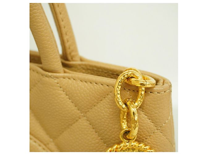 mala Tote Chanel em pele de bezerro grão beige - vista 8