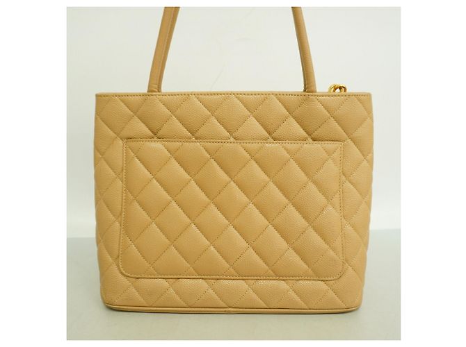mala Tote Chanel em pele de bezerro grão beige - vista 9