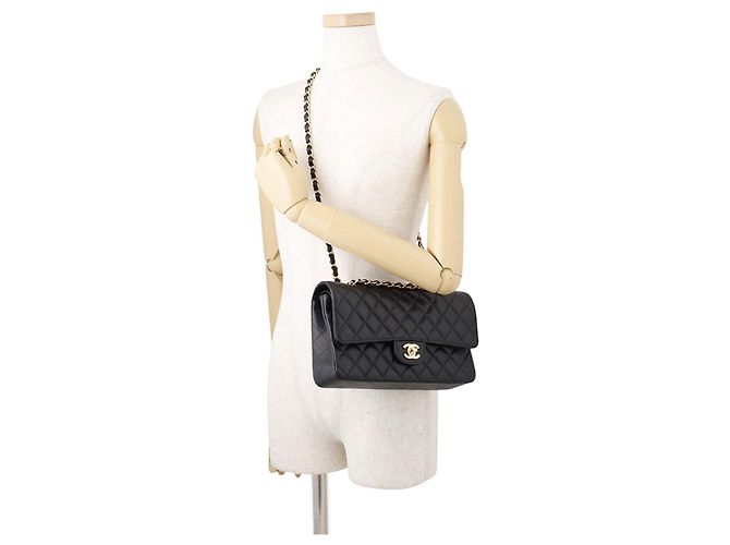 Borsa a tracolla Chanel Black Matelassé con catena - vista 5